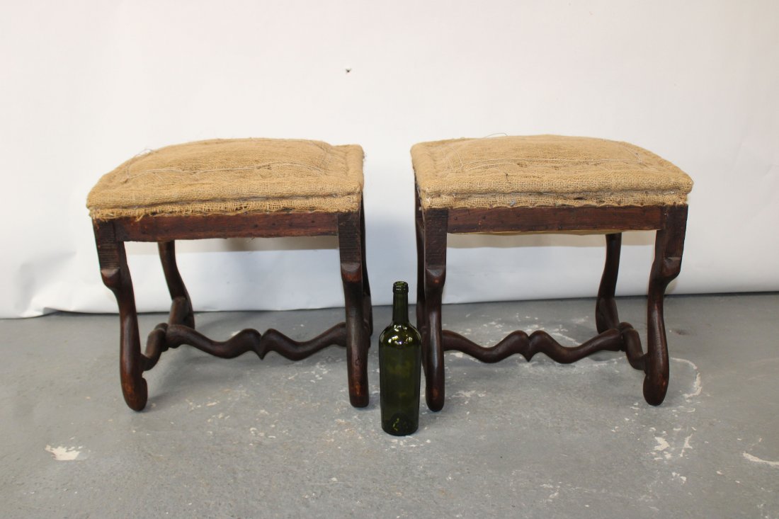 Pair French os du mouton walnut foot stools (1 of 12)