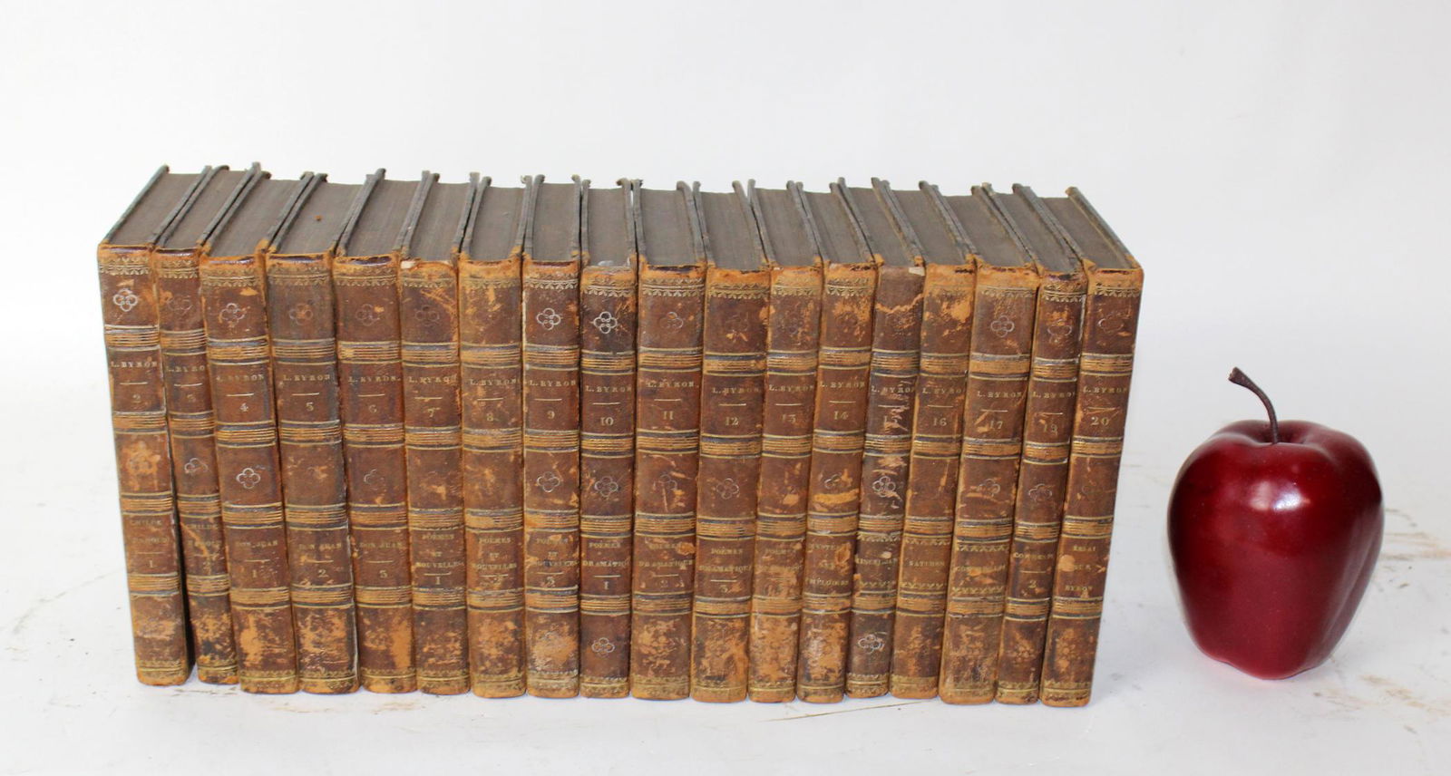 Lot of 18 antique French leather bound books (1 of 6)