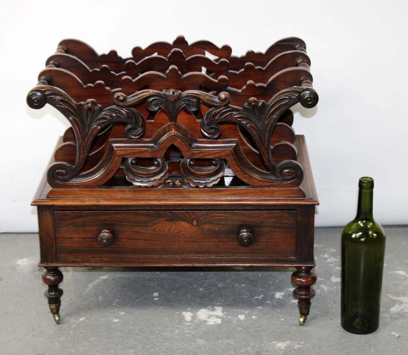 English Regency carved walnut canterbury rack (1 of 7)