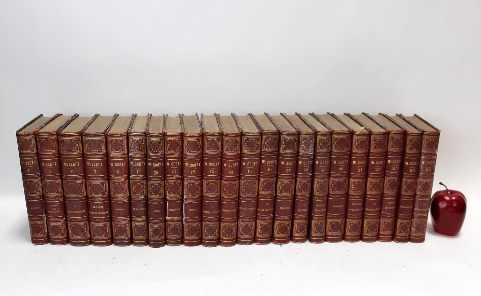 Lot of 22 antique French leather bound books (1 of 9)