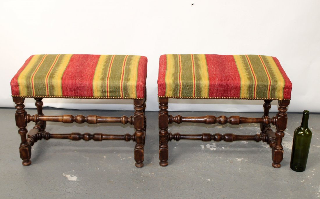 Pair French Louis XIII style foot stools (1 of 6)