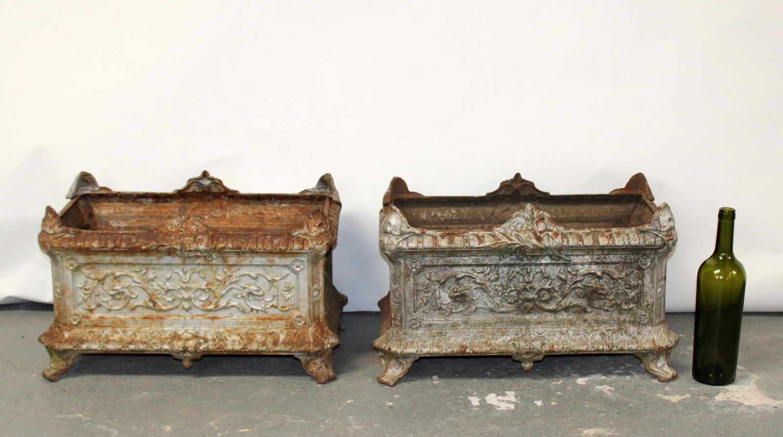 Pair of antique French cast iron planters (1 of 7)