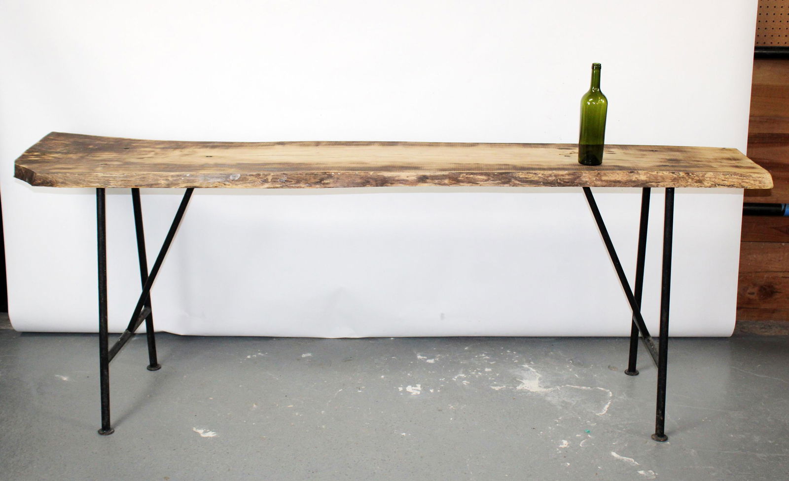 Live edge console table on wrought iron legs (1 of 7)