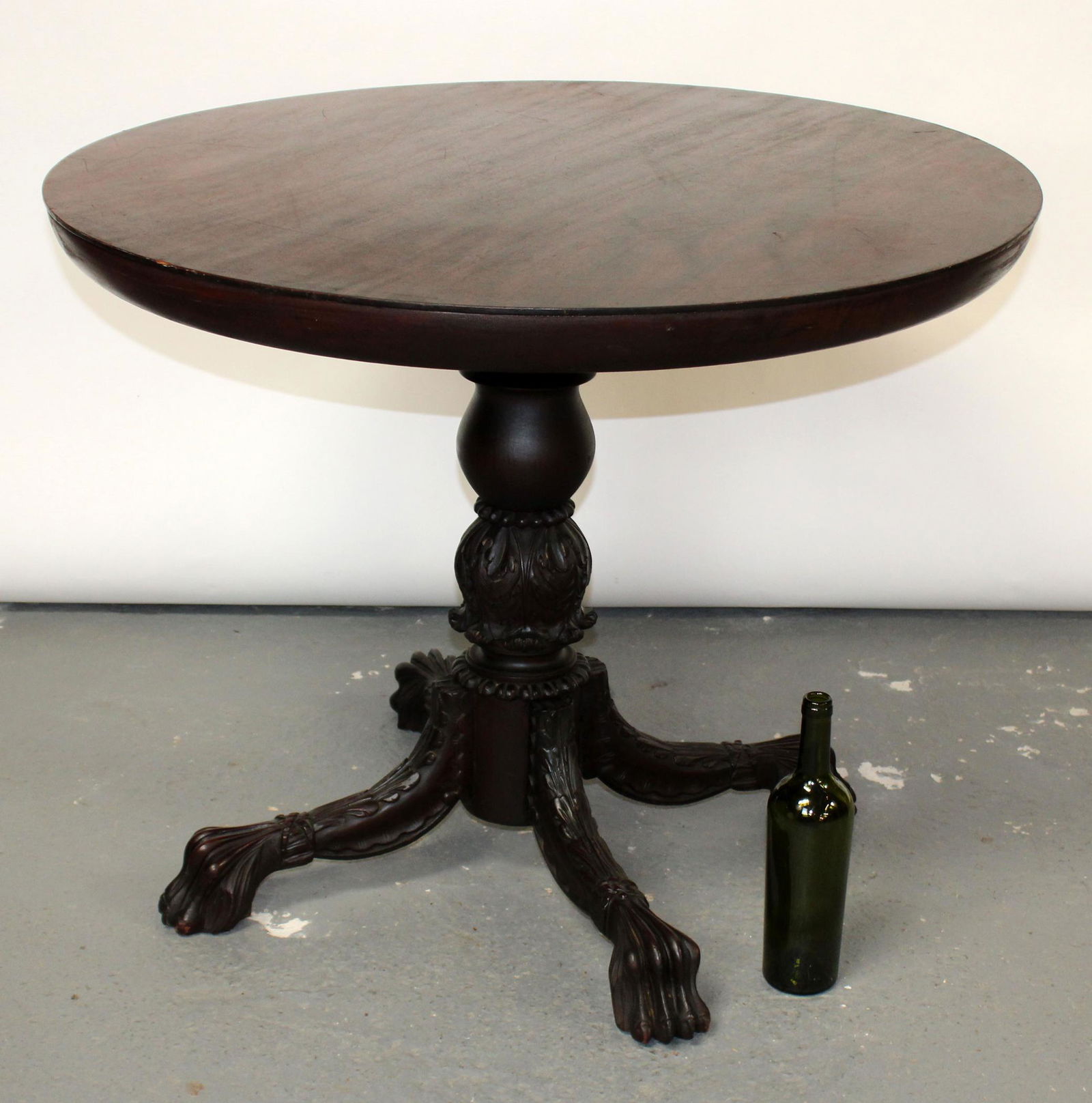 Antique American parlor table with hairy paw feet (1 of 11)