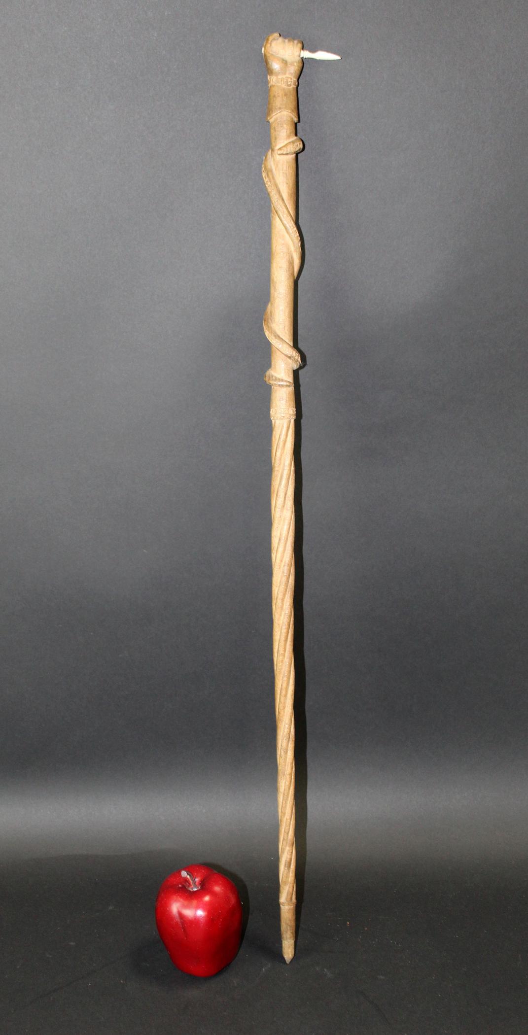 WWI tramp art carved walking stick (1 of 7)