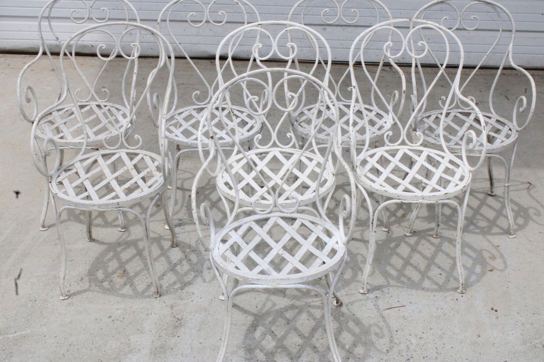 Set of 8 French antique garden arm chairs (1 of 9)