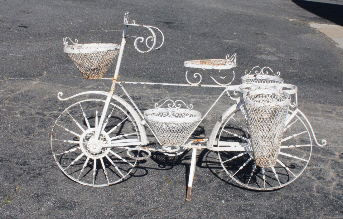 Antique painted iron bicycle plant stand (1 of 10)