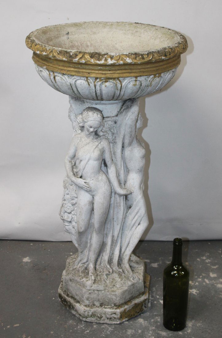 English garden cast stone 3 graces bird bath (1 of 8)