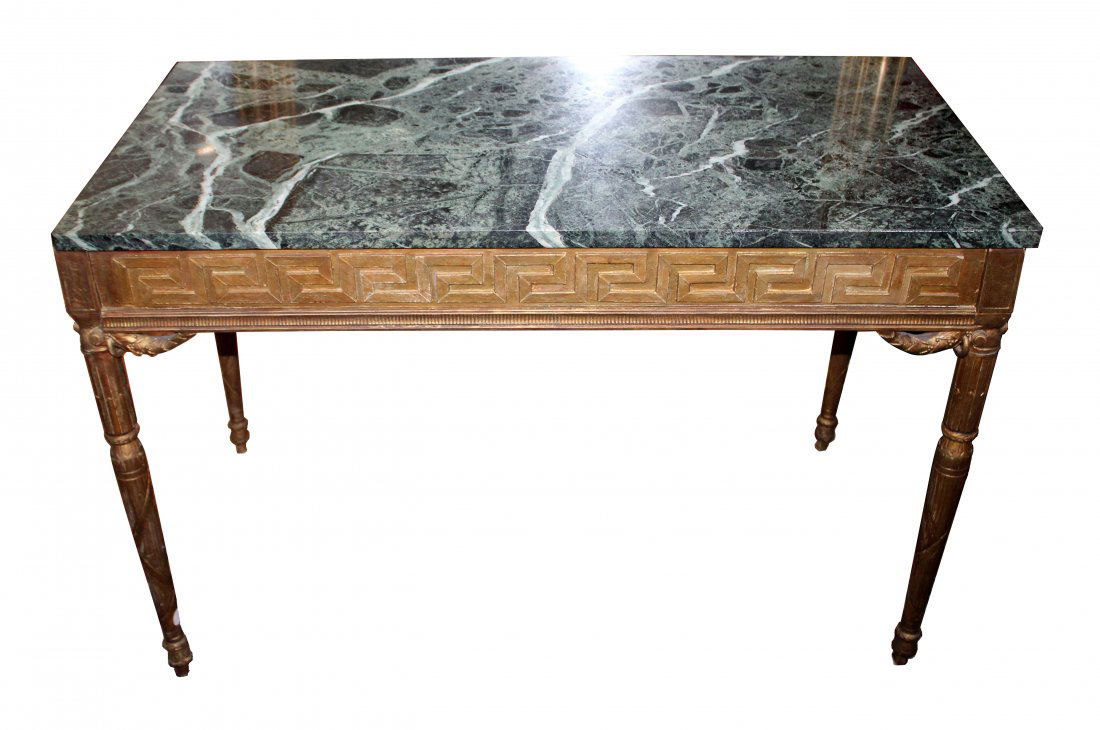 Empire style gilt console table with marble top (1 of 8)