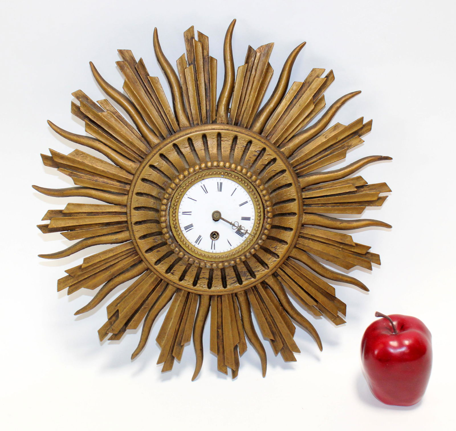 French gilt wood sunburst clock (1 of 5)