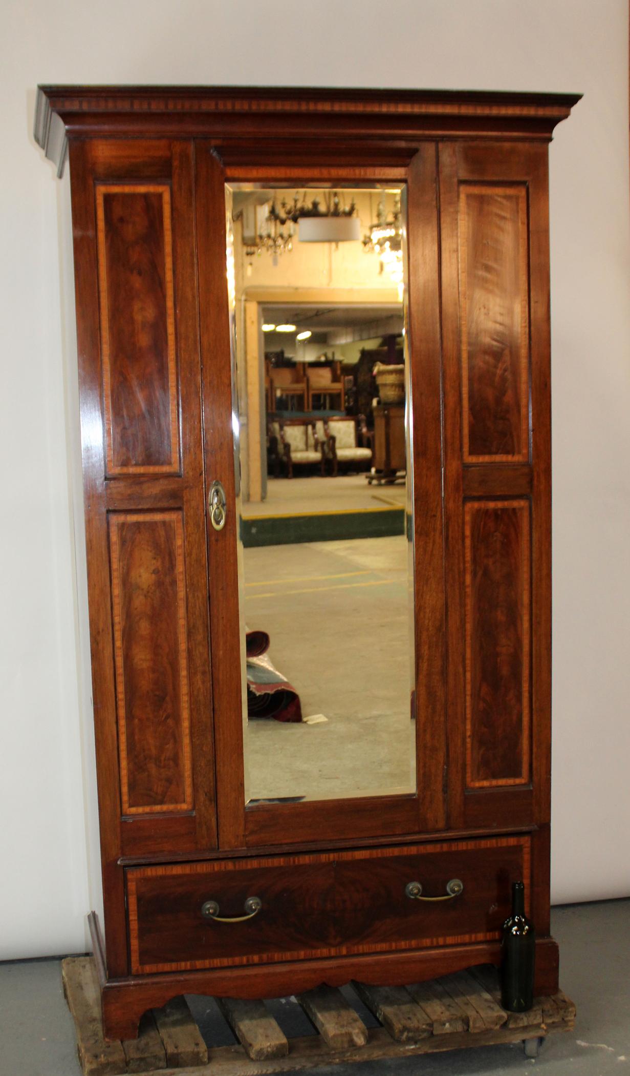 English wardrobe in banded mahogany (1 of 10)