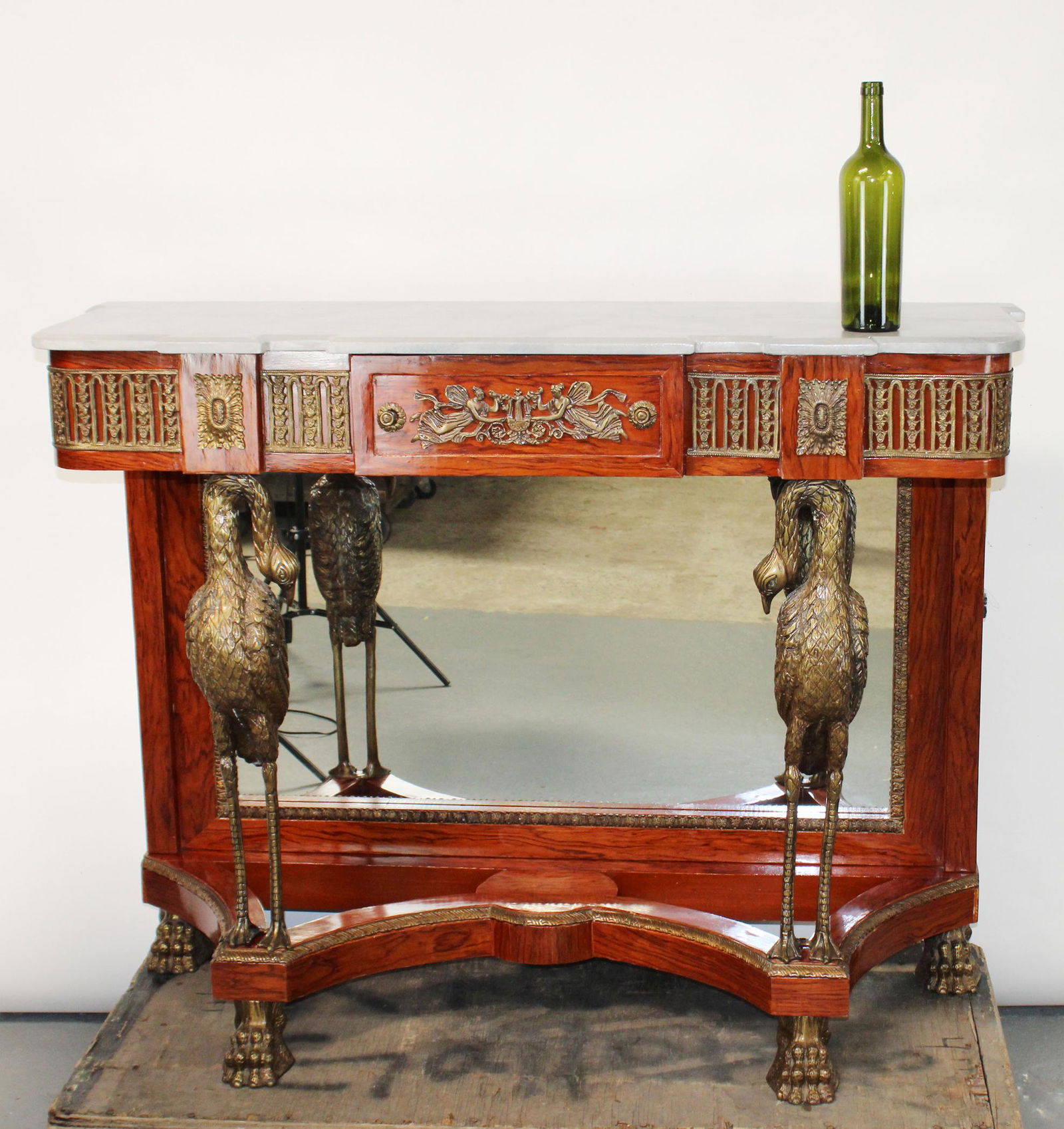 Empire style console with figural crane supports (1 of 12)