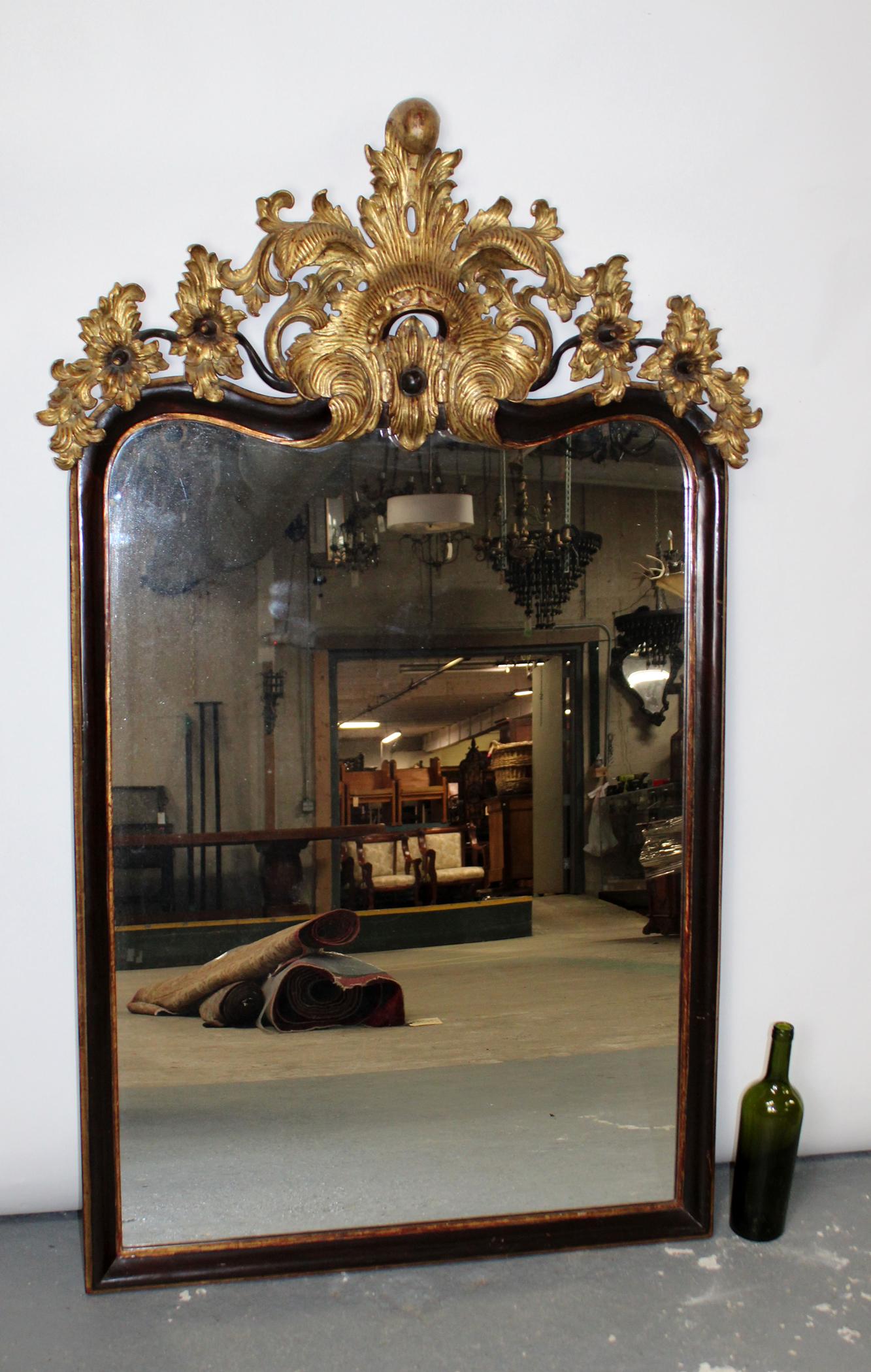 Rococo style carved wood mirror with gilt finish (1 of 10)