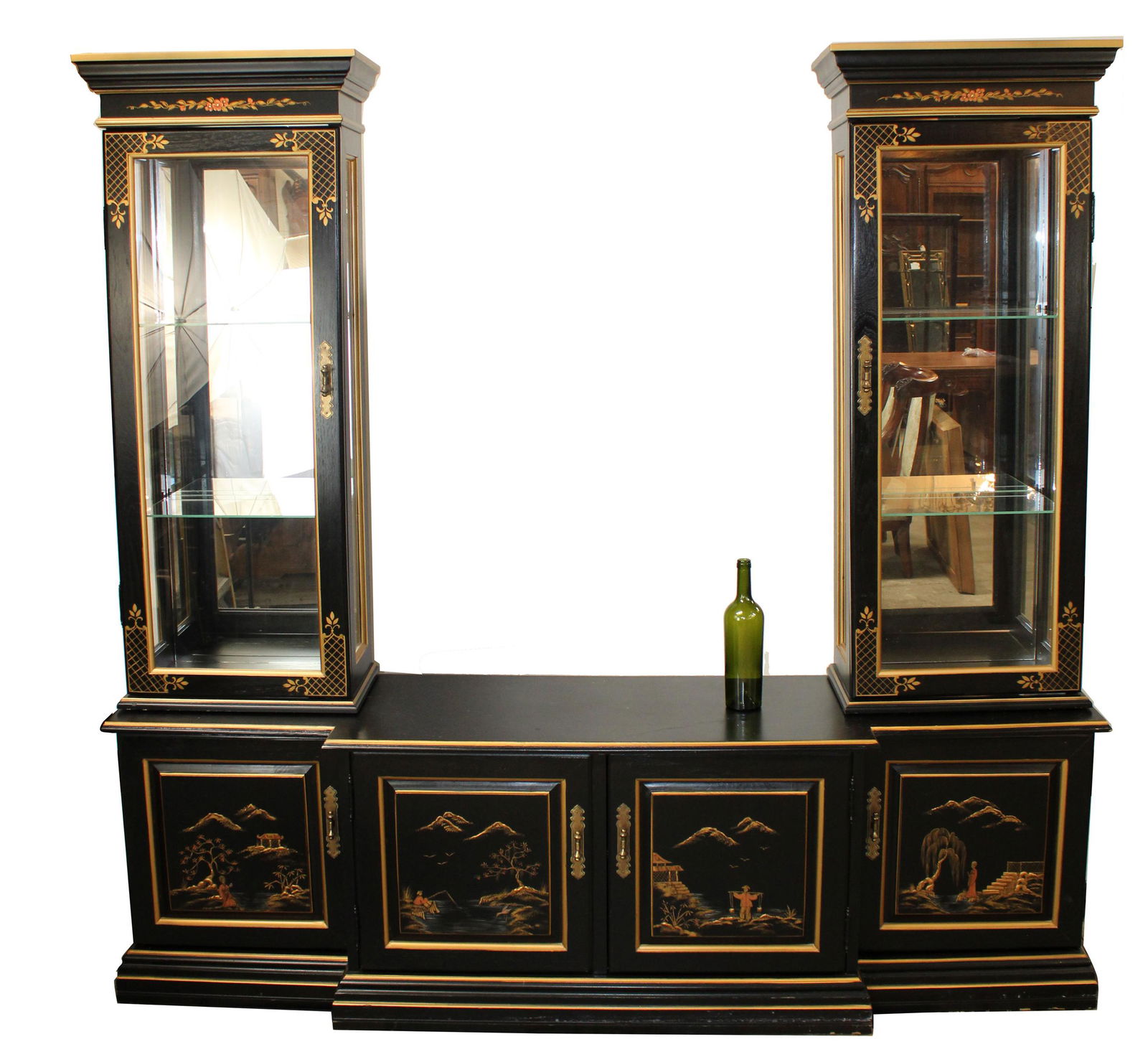 Ebonized Chinoiserie cabinet with vitrines (1 of 8)