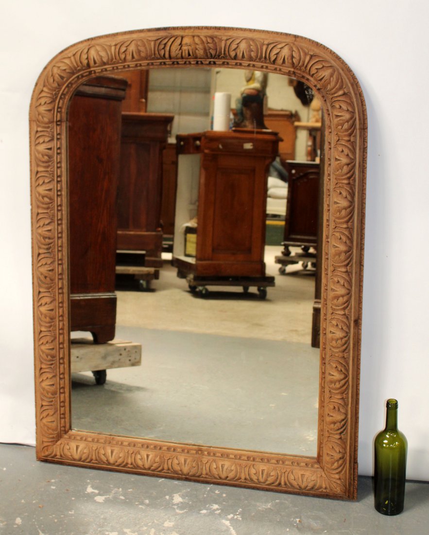 French carved oak arch top mirror (1 of 7)