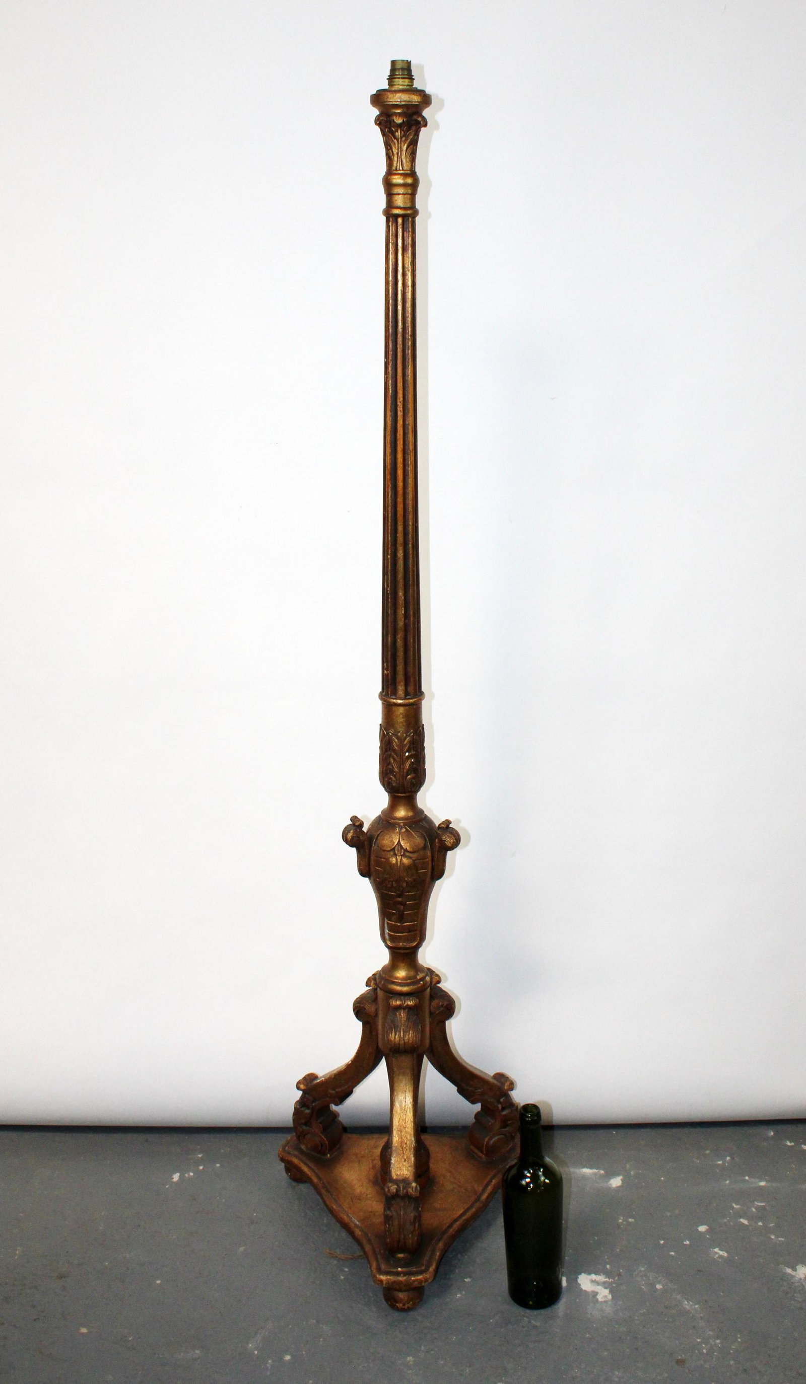 French Louis XVI style fluted giltwood floor lamp (1 of 7)