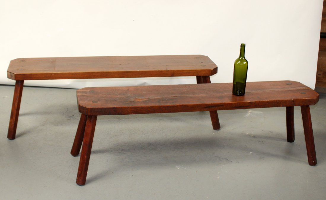 Pair French oak farmhouse benches (1 of 9)