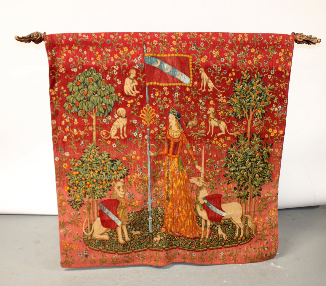 Woven tapestry after Lady and the Unicorn (1 of 8)