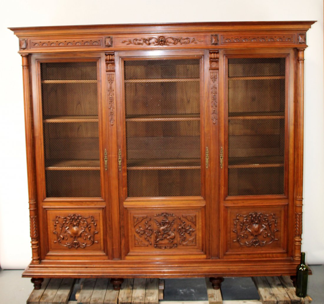 French 19th century 3 door bookcase with griffins (1 of 10)