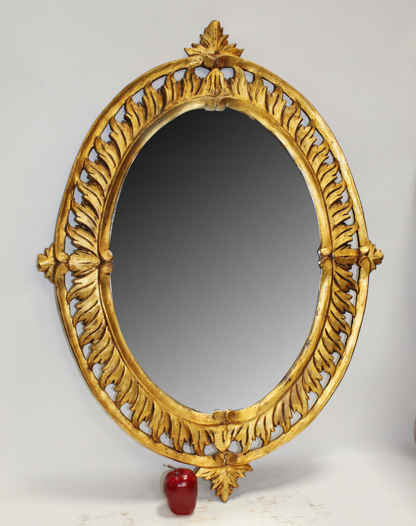 French oval Louis XV style gilt wood mirror (1 of 10)