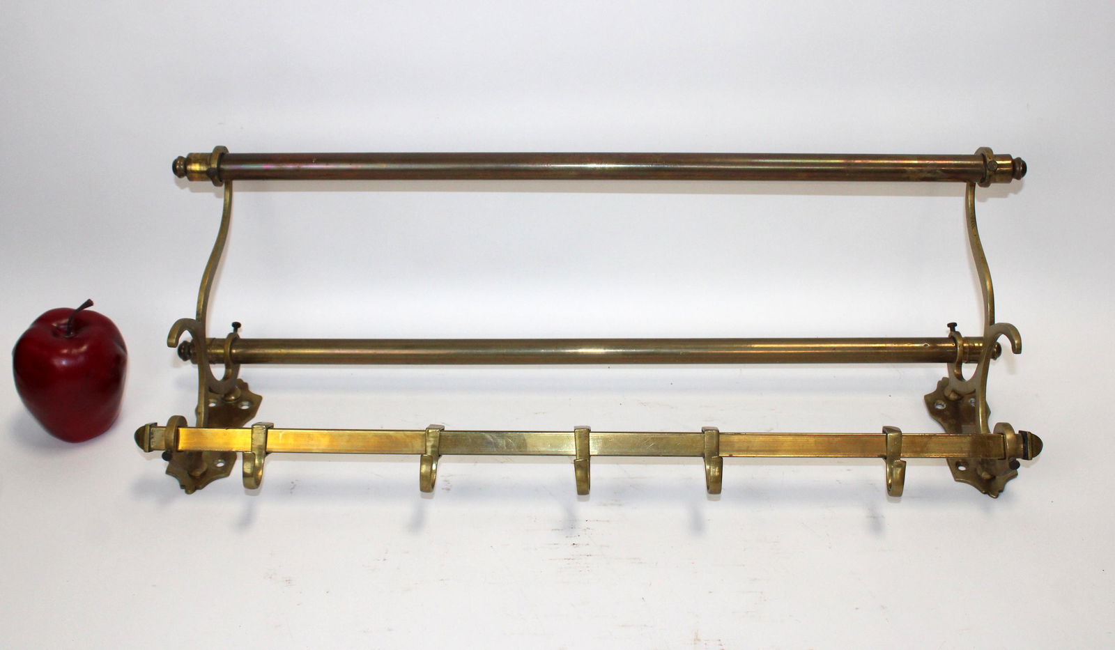 French polished bronze wall mount coat rack (1 of 7)
