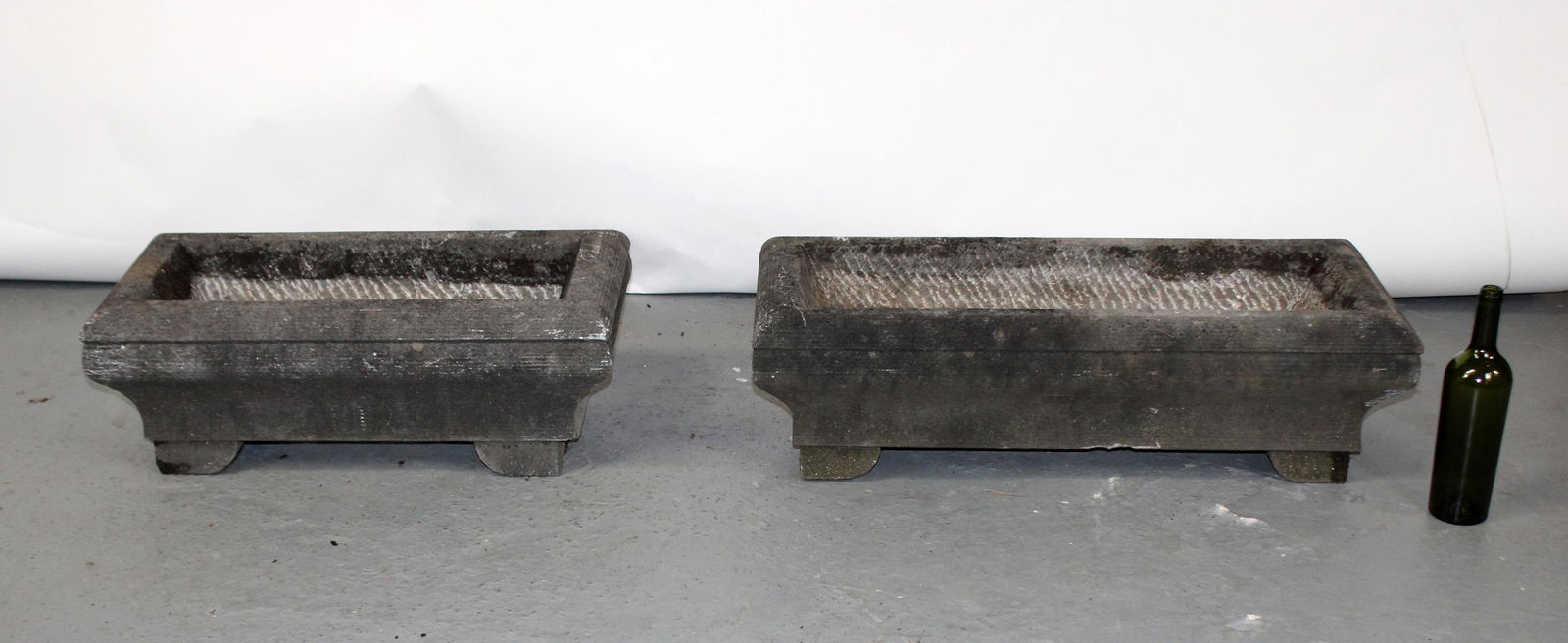 Lot of 2 French cut stone garden trough planters (1 of 10)