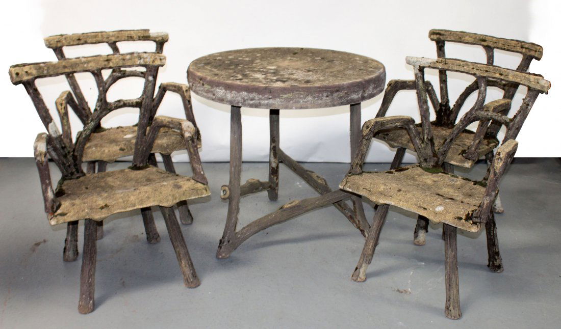 French faux bois twig form 5 piece garden set (1 of 13)