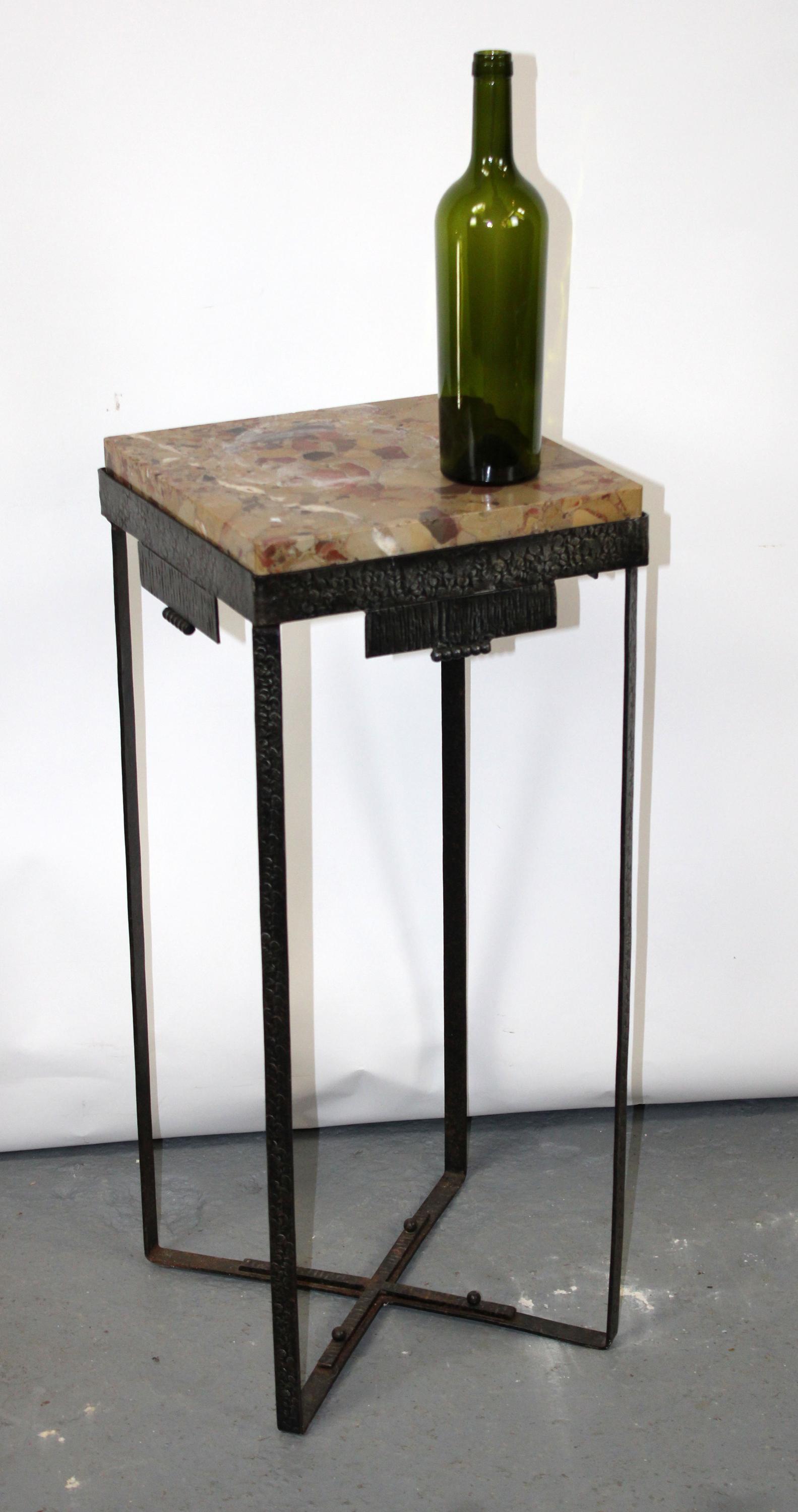French Art Deco wrought iron pedestal with marble (1 of 6)