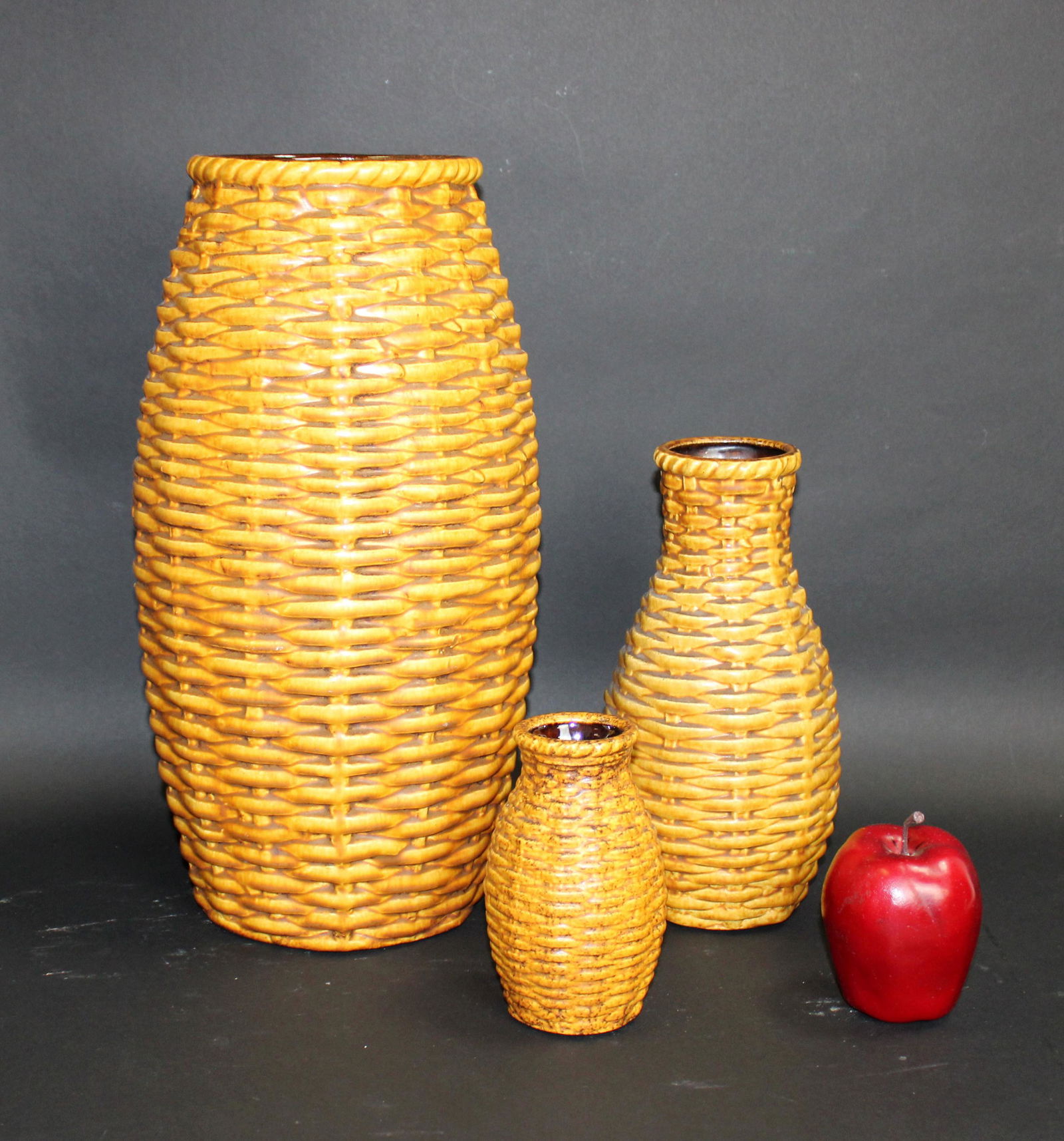 Lot of 3 mid century Bay West Germany pottery vases (1 of 13)