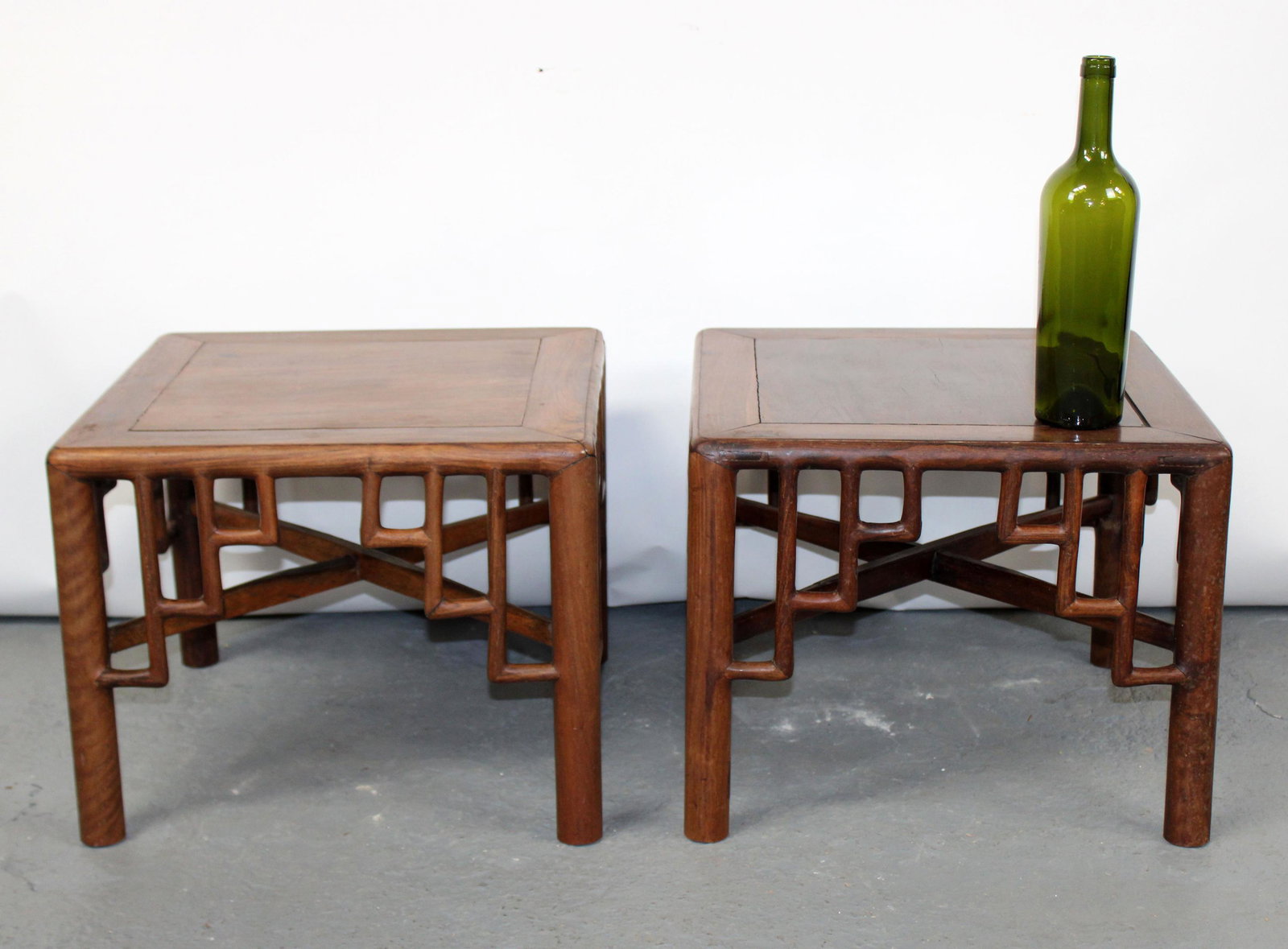 Pair Chinese teak side tables (1 of 8)