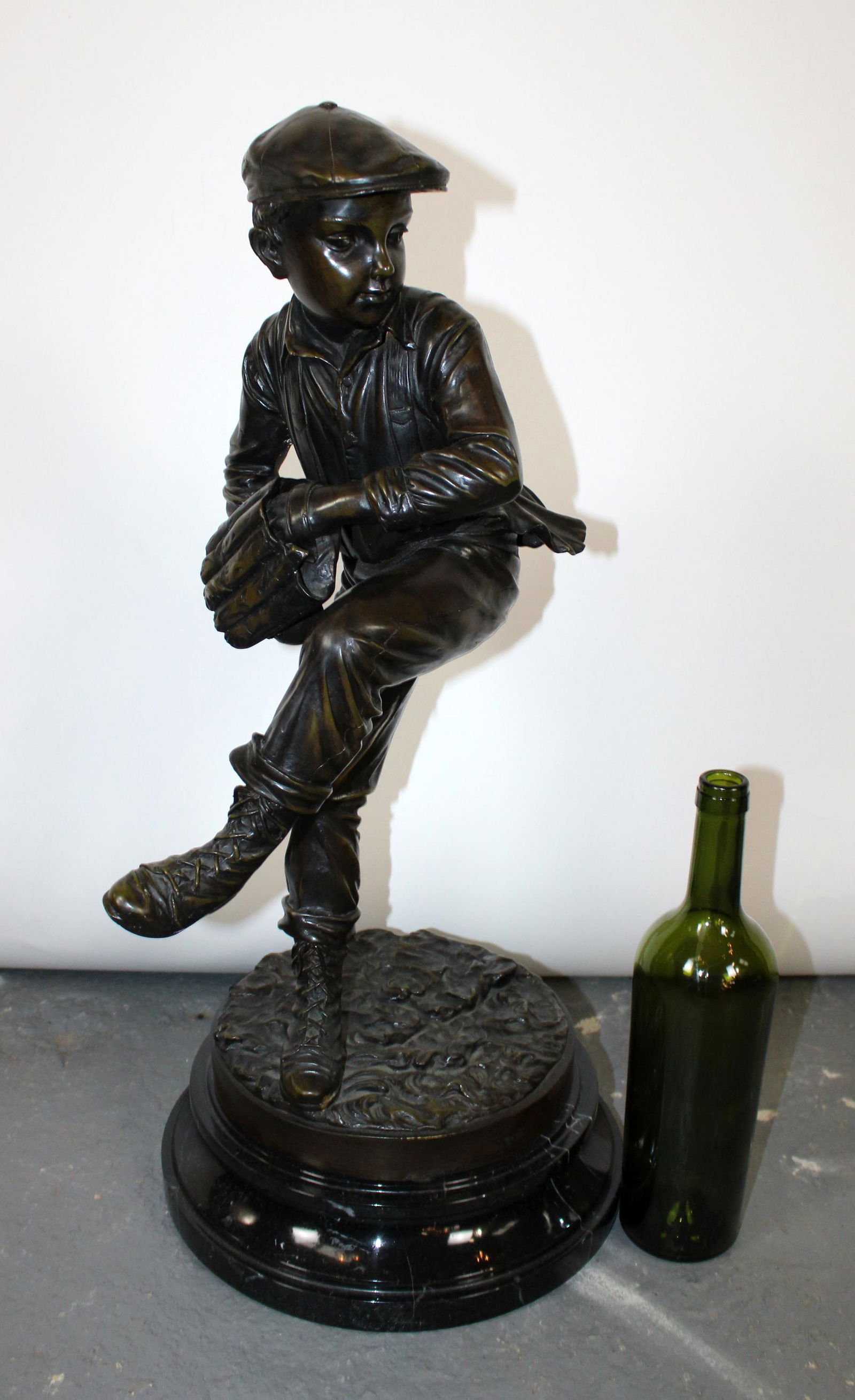 Bronze sculpture of young baseball player (1 of 7)