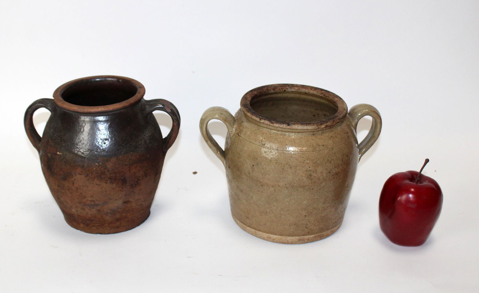 Lot of 2 French glazed terra cotta jugs (1 of 4)