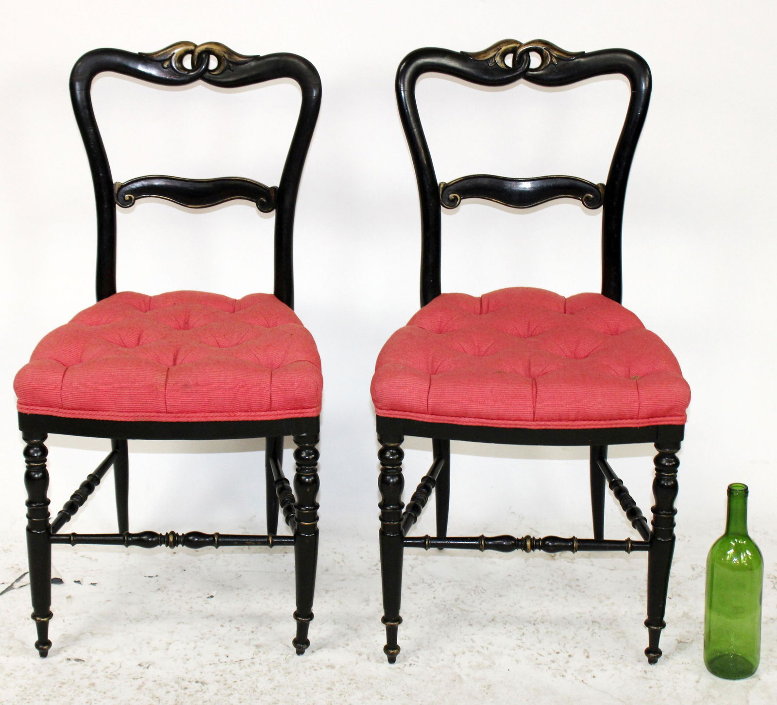 Pair French Napoleon III ebonized side chairs (1 of 7)
