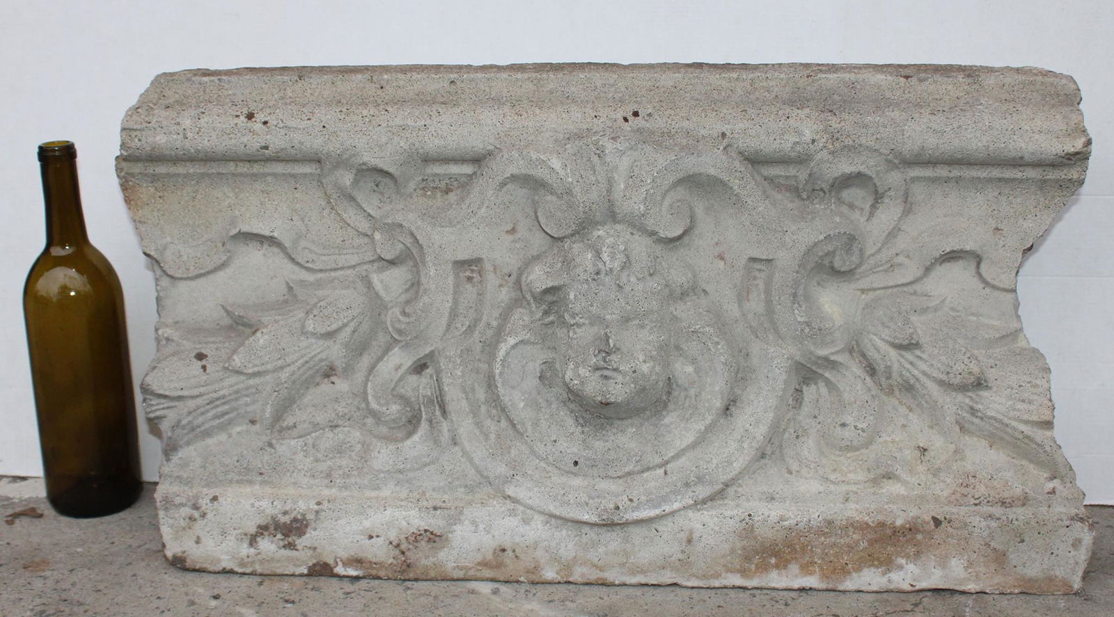 Belgian stone architectural fragment with cherub (1 of 7)