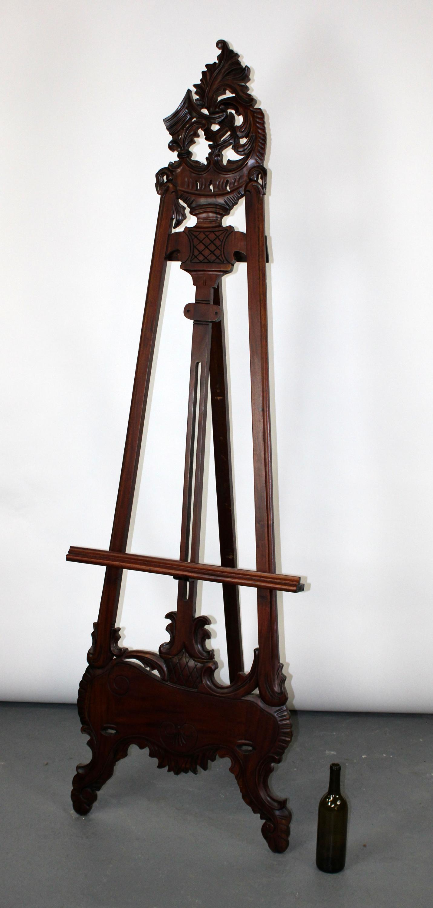 Carved mahogany floor easel (1 of 11)