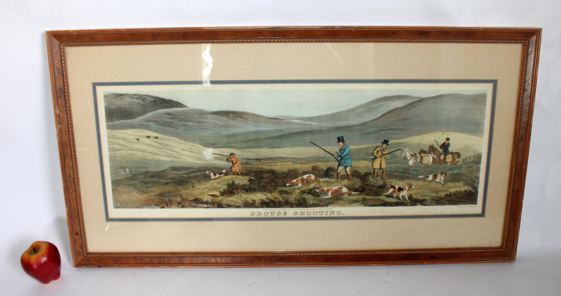 English hunt scene engraving "Grouse Shooting" (1 of 5)