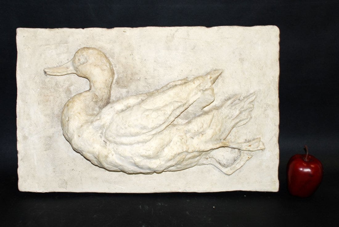French plaster relief plaque of duck (1 of 8)