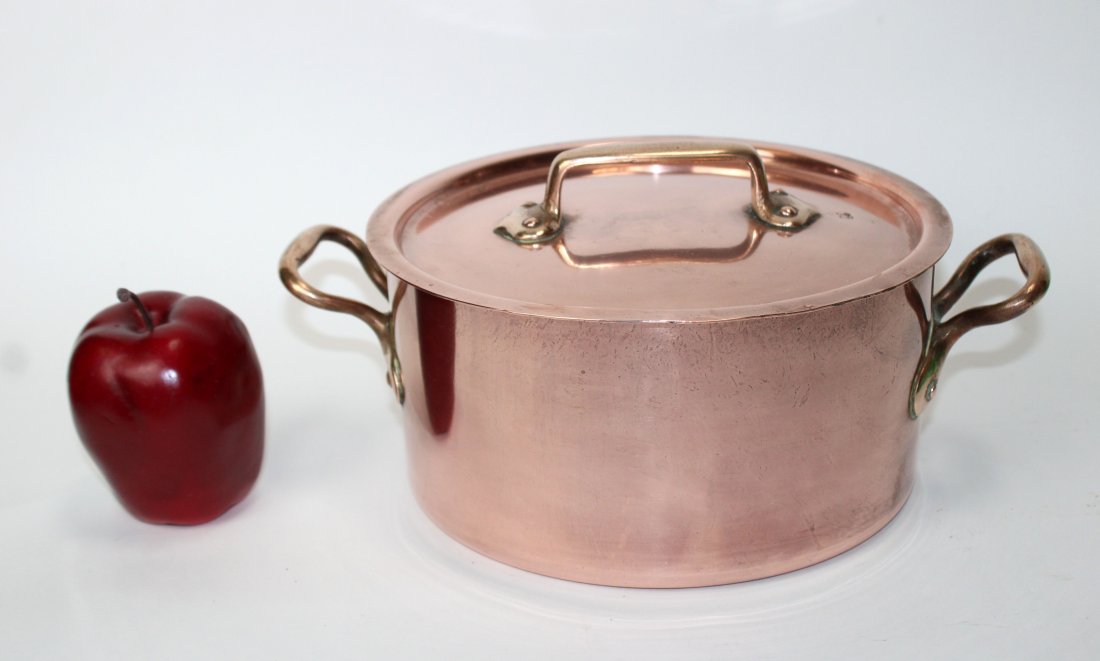 French copper pot with bronze handles and lid (1 of 9)
