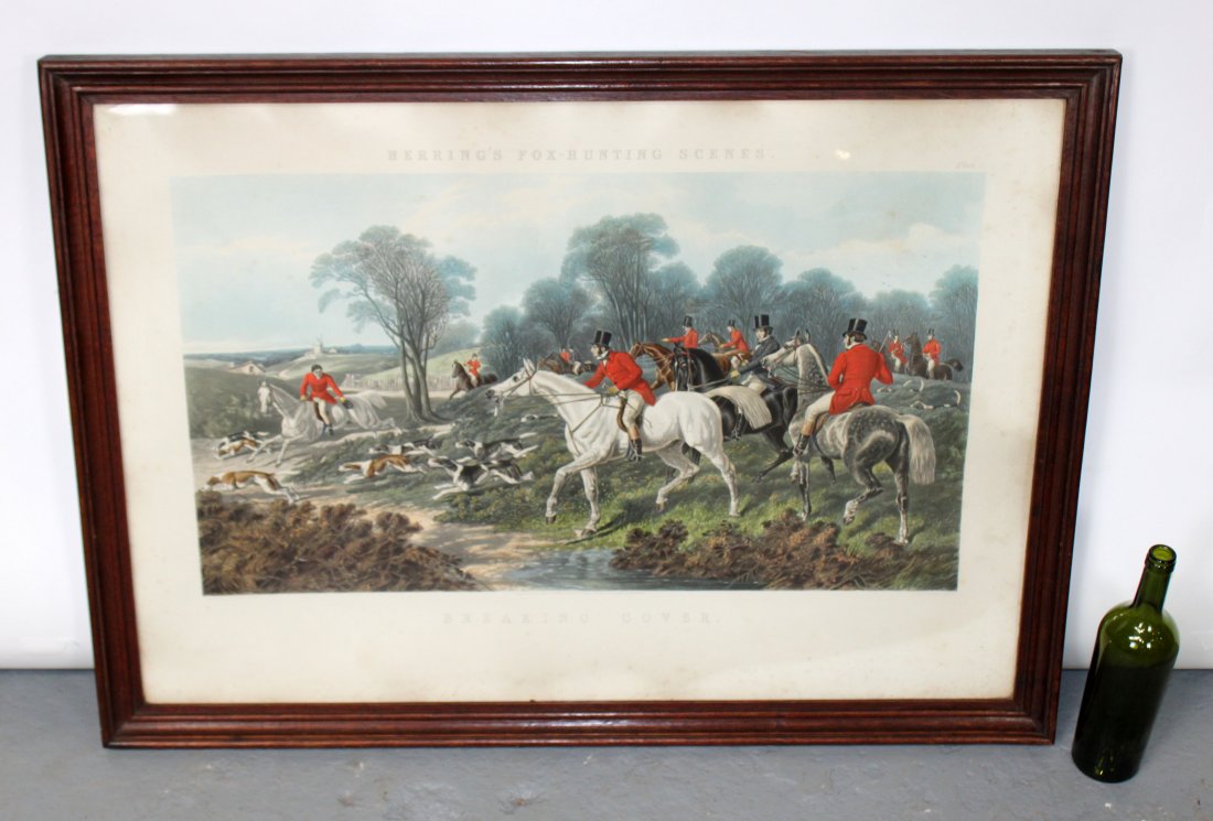 English hunt scene engraving Breaking Cover (1 of 5)