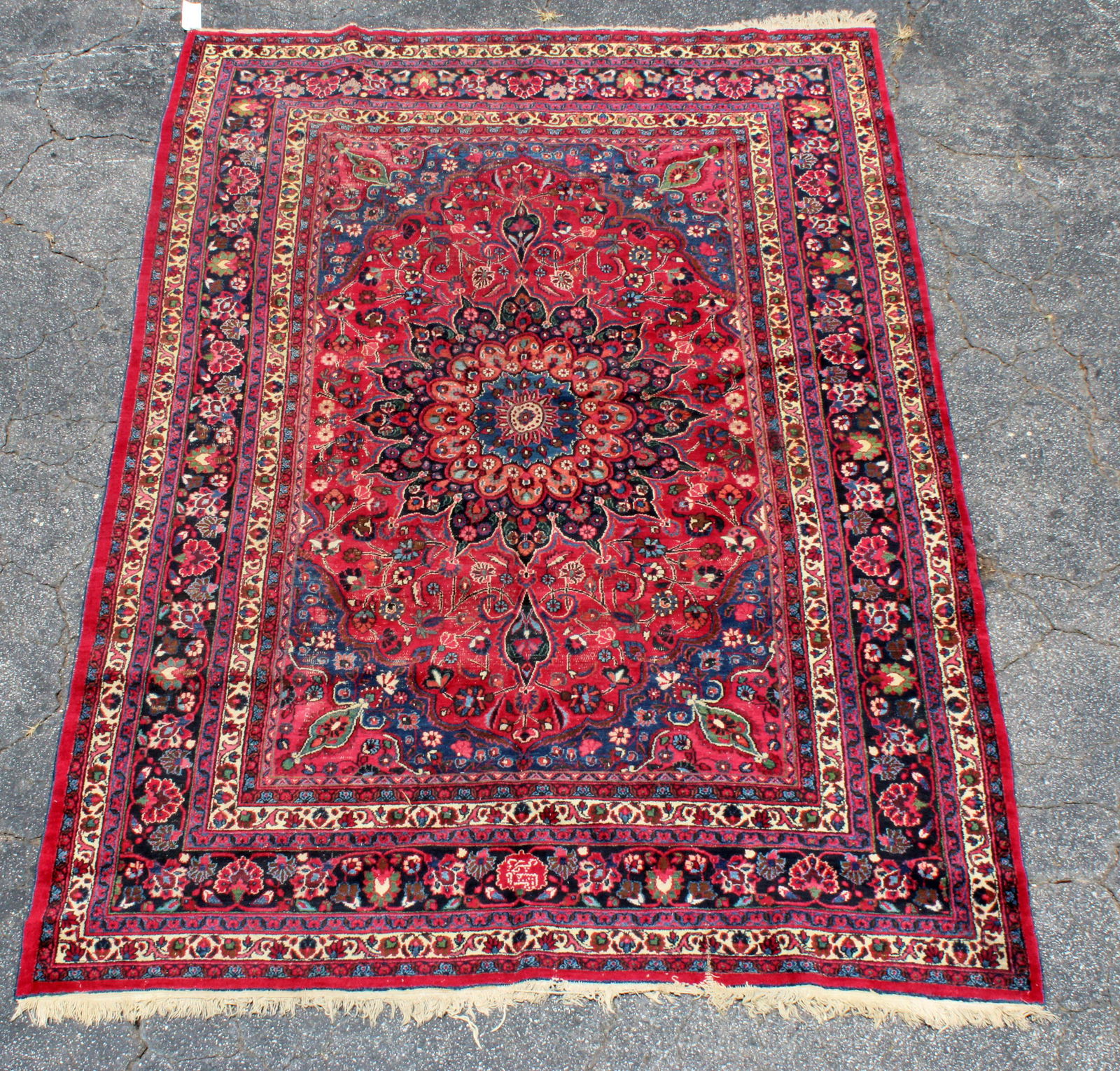 Signed Persian wool rug Kerman 10'5" x 7' (1 of 7)