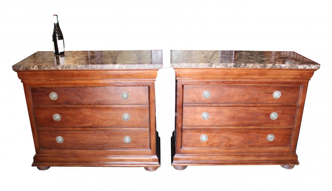 Pair of Bernhardt marble top chests (1 of 8)