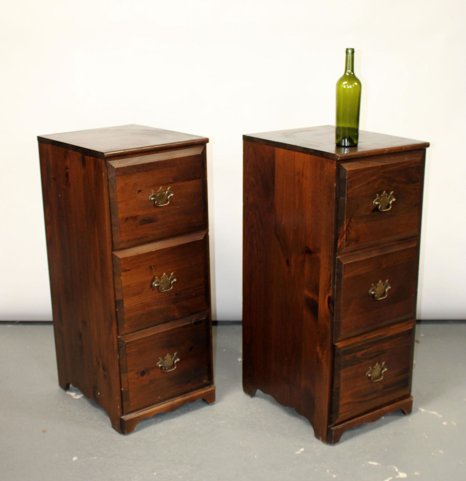 Pair pine 3 drawer file cabinets (1 of 10)