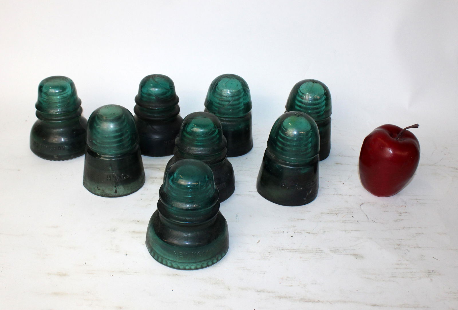 Lot of 8 American blue glass insulators (1 of 11)