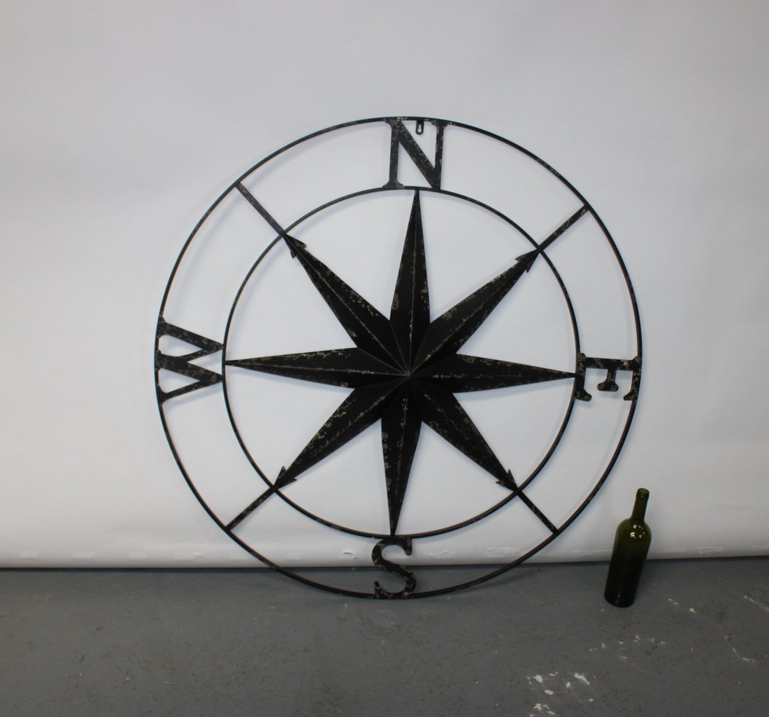 42" dia painted metal compass rose wall art (1 of 7)