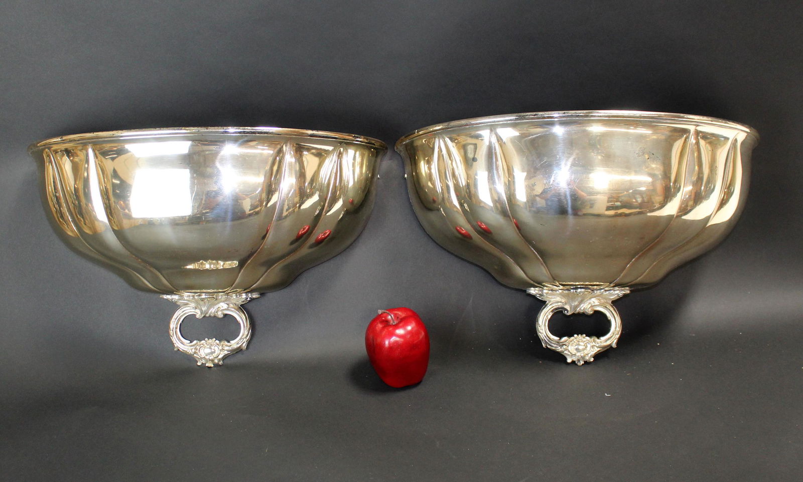Pair of English silverplate meat dome wall planters (1 of 6)