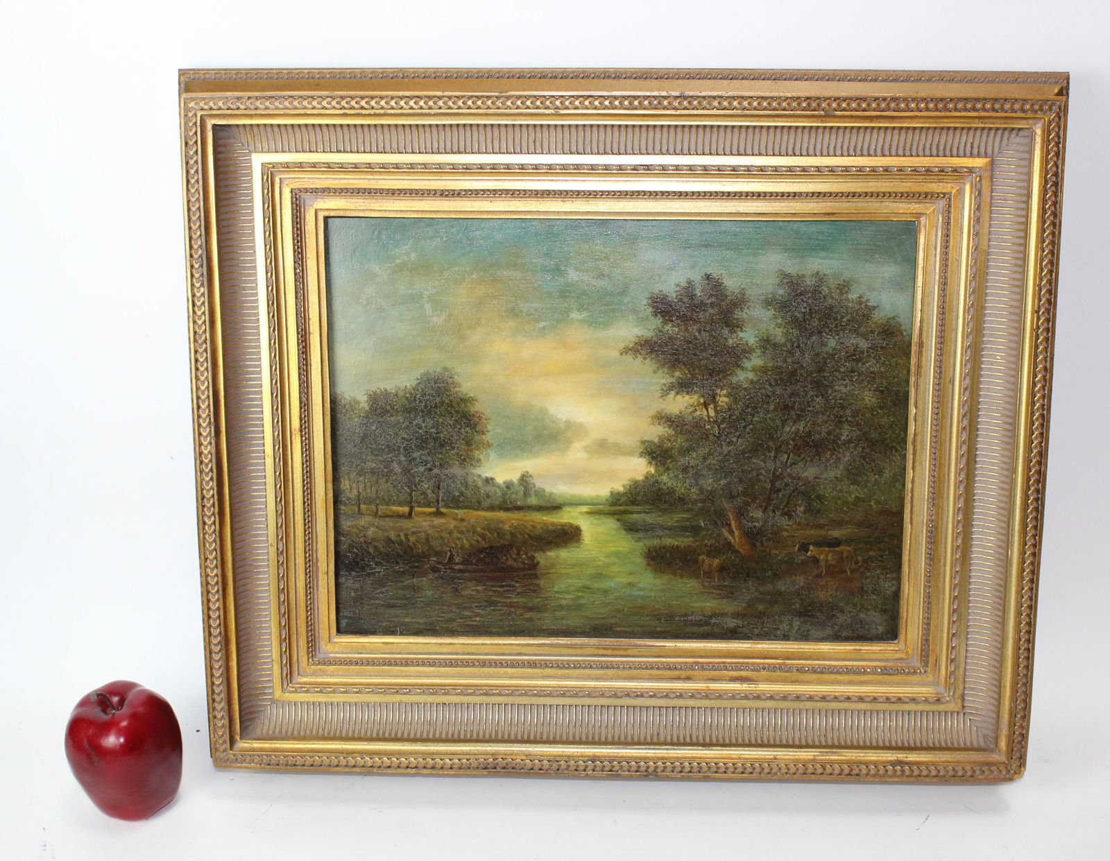 Oil on board painting pastoral landscape with river (1 of 8)