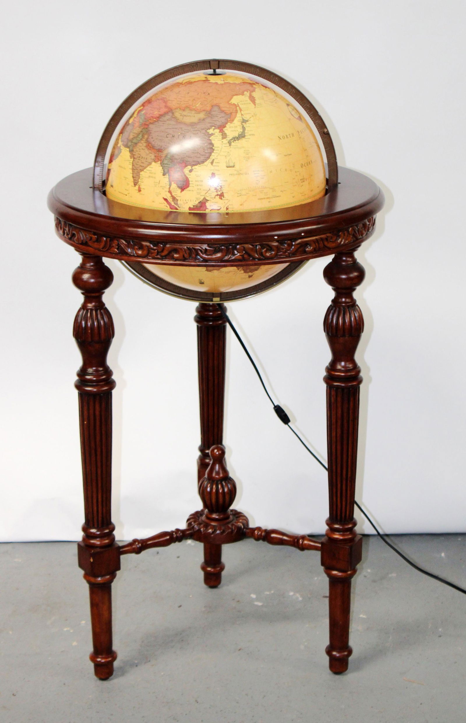 George Cram lighted library globe on mahogany stand (1 of 9)