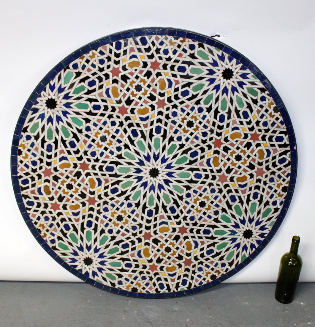 Mosaic tile round table top from Morocco (1 of 8)