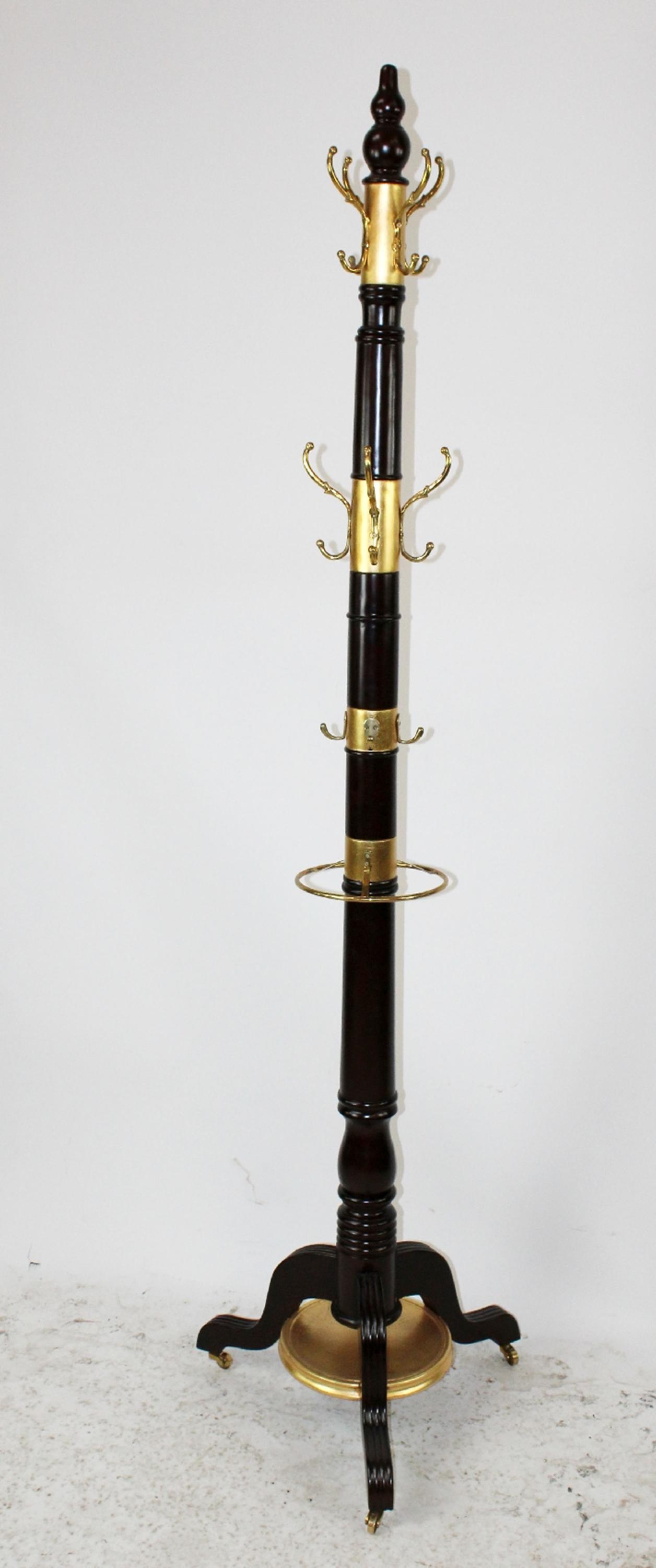 Mahogany & brass banded coat rack (1 of 7)