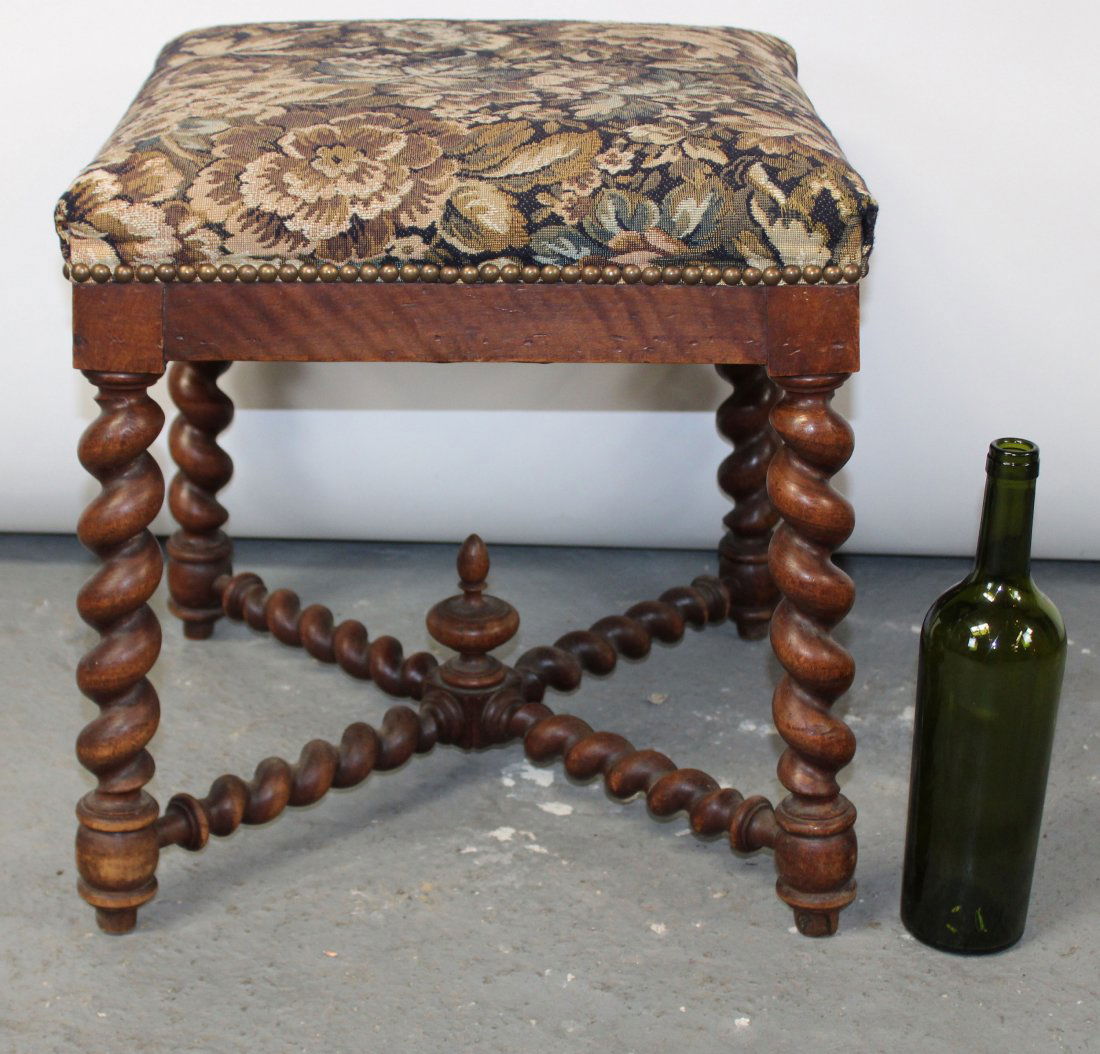 French foot stool with barley twist legs and (1 of 8)